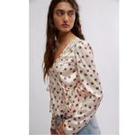 Free People Western Dainty Ethereal Lace Field Of Roses Satin Blouse Size Small Photo 7