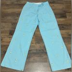 Lilly Pulitzer  Aqua Pants with Yellow Stitching. NWOT Photo 0