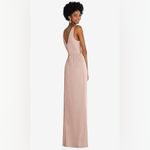 After Six Sleeveless Satin Faux Wrap Gown in Toasted Sugar Photo 2
