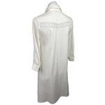Glamorous White Button Down Lace Crochet Trim 3/4 Sleeve Midi Shirt Dress Sz 12 Photo 1