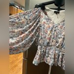 1. State  V-Neck Floral Dress in Blue and Cream Photo 1