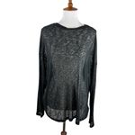 NWT Commense Black Sheer Knit Linen Blend Long Sleeve Lightweight Sweater Size M Size M Photo 2