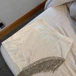 White rhinestone fringe crop top and skirt set Size L Photo 3