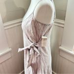 After Market Striped Wrap Midi Dress Beige Tan Spaghetti Strap Tie Waist Photo 3