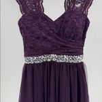 Deb Plum Purple Mini Dress lace tulle rhinestones open back 5 formal HOCO party Size undefined Photo 7