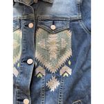 LuLaRoe Jean Jacket Size Small Southwest Aztec Boho Embroidered Blue Denim Hippi Photo 6
