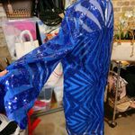 5 XL sparkling bling blue dress lined long sleeve laced knee Photo 5