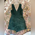 Lulus Absolutely Cute Dark Green Corduroy Faux-Wrap Skort Romper Photo 3