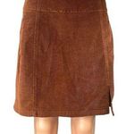 Free People Brown Corduroy High Waist Slit Zipper Mini A-Line Skirt Size 12 Photo 0