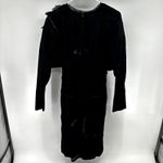 Vintage Scott McClintock Velvet Midi Dress Bow Applique Long Sleeve Black 8 Photo 4
