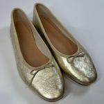 J.Crew Womens Metallic Gold Leather Ballet Flats Bow Round Toe Slip On Shoes 8.5 Photo 1