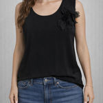 Lucy & Laurel  Black Tank Top with Floral Detail Photo 0