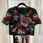 Natori Josie  Embroidered Blouse Size 0 Color Black Red Photo 2