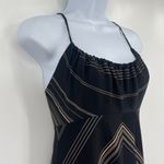 Y2K Chevron Stripe Maxi Dress Sz S Babydoll Boho ResortWear 70s Strappy Black Photo 4