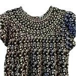 Loft Women's Black Eyelet Blouse Size S Ruffle Sleeve Button-Up Back Photo 3