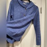 NWT NorthStyle Size S Blue Heather Button Front Hooded Cable Knit Cardigan Photo 3