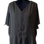 Chicos 4 US Size 20/22 Black White Polka Dot‎ Top Blouse Ruffle Bottom Career Photo 0