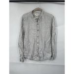 Pull & Bear  100% Linen Striped‎ Button Front Shirt Women Medium Ivory Minimalist Photo 0