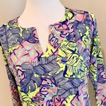 Caribbean Joe Floral V-Neck Dress S Palm Print Photo 3