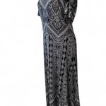 Ny&co NY& Stretch Medium Pull over black white paisley monochromatic maxi dress with cut-out shoulder sleeve Photo 1