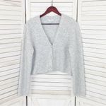 Gianni Bini Dani Cardigan Sweater Rhinestone Button Ribbed Gray Large Photo 8