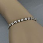 Ladies 10kt CZ Signed BBJ 10k Tennis Bracelet 6.2 Grams White Gold 7.5” Photo 1