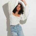 Billabong Love Somebody Cropped Long Sleeve Ballon Top Sz L Photo 1