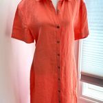 Theory Mermaid Linen Shirtdress Bright Coral Size 6 NWT Resort Quiet Luxury Photo 2