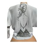Small cropped sweater Unique pearl embellished silhouette art Photo 9