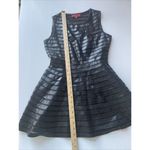 Saks 5th Avenue Red Saks Fifth Ave Black Leather Stripe Mesh Panel Sleeveless Fit‎ Flare Dress S Photo 3