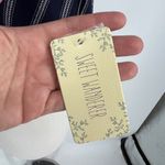 Sweet Wanderer Navy Blue Striped Tie-Front Top Ruffle Sleeves Size XL NWT Photo 7