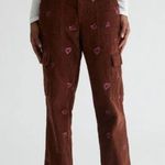 PacSun NWT Brown pink cargo joggers elastic waist brown hearts baggy corduroy Photo 9