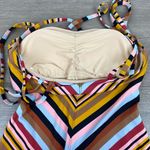 Anthropologie Mermaid Tan&Pink Chevron One Piece Swimsuit Sz.S Photo 6