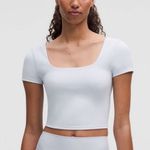Lululemon Align Light Ocean Air Blue Crop Short Sleeve Tee Top Photo 0
