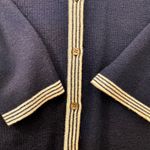 Y2K Liz Claiborne Collection Navy Blue Cardigan Sweater with white Trim Women L Size L Photo 2