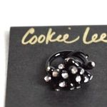 Cookie Lee NWT  Crystal Cluster Cocktail Statement Black Silver Tone 2 Rings Sz 8 Photo 1