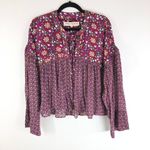 Free People  Malia Babydoll Jacket Tie Front Floral Beaded Purple Oversized XS Photo 0