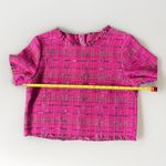 Central Park West  Tweed Crop Top Womens Size Medium Pink Check Fringe Photo 6