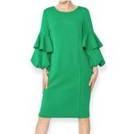 IC COLLECTION Red Scuba Knit Ruffled Balloon Sleeve Red Sheath Dress Size XS NEW Photo 10