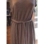 Caution to the Wind Brown White Striped Short Sleeve Belted Dress Large Photo 1