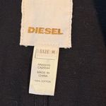 Diesel  Black Cotton Moto Blazer Jacket Gold Zippers Smocked Cuffs Womens M Photo 5