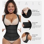 NWT Medium Women’s Latex Waist Trainers Vest Corset 3 Belts Hooks Steel Bones Black Photo 1