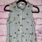 Entro  NAVY WHITE STRIPED PINEAPPLE PRINTED COTTON SHIRT DRESS S Photo 2