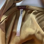 Free People  Gold Satin Cowl‎ Neck Open Back Tie Mini Dress Size M Photo 7