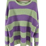 BEFORE YOU with love Striped Oversized Knit Sweater Women's Large Purple Green Photo 0