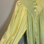 Karlie NWT Satin Pleated Button Up in Honeydew - size Small Photo 2