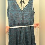 ASTR Medium Teal Black Floral Romper Tank Shorts Party NYE Lined Ruffle Photo 5