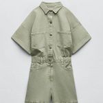 ZARA romper jumpsuit denim jeans olive green Photo 9