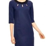 Boden Blue Sheath Dress with 3/4 Sleeves and Crew Neck 14 Long Cut out Photo 0