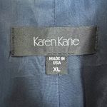 Karen Kane Blazer Jacket Women XL Blue White Ruched Elbow Sleeve Jacquard Cotton Photo 8